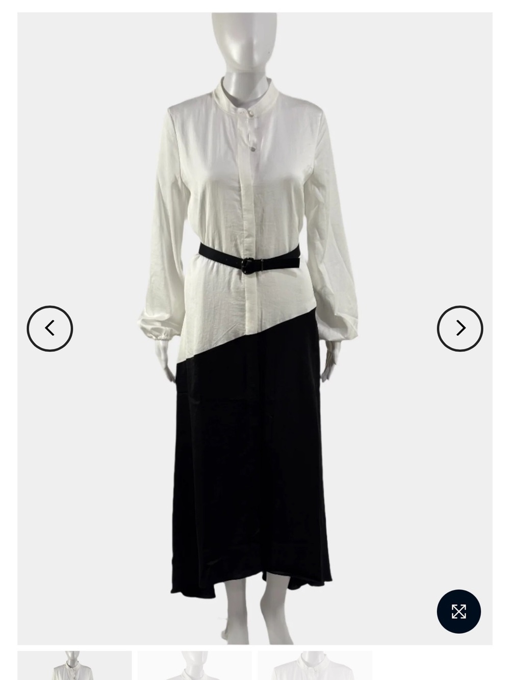 Donna Karan Two-Tone Black and White Long Sleeve Dress